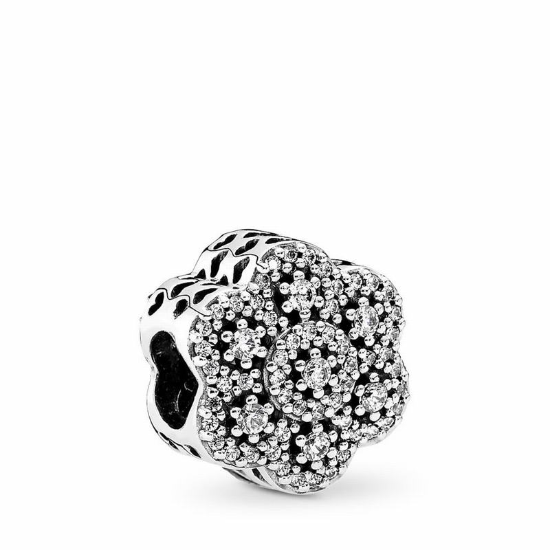 Pandora Crystalized Floral Charm NZ, Sterling Silver (601354-SZD)